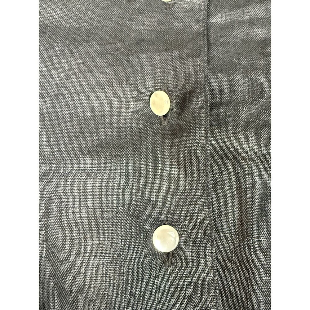 Kenneth Gordon Womens Size 8 Irish Linen Black Button Up - Picture 13 of 14
